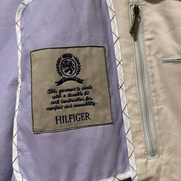 TOMMY HILFIGER Vintage 100% Cotton Business Man Trench Coat RARE Cream Tan Sz. L - Picture 9 of 11